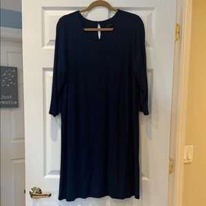 J. Jill Navy Blue 3/4-Length Sleeve Dress